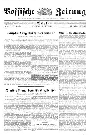 Vossische Zeitung vom 06.10.1933