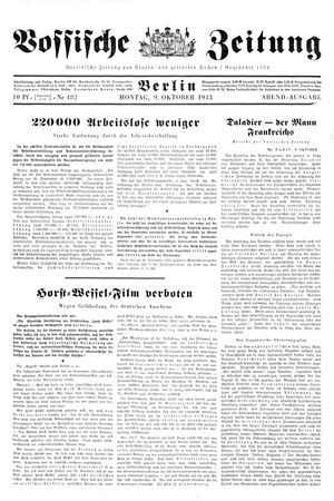 Vossische Zeitung vom 09.10.1933