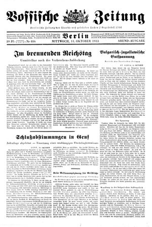 Vossische Zeitung vom 11.10.1933