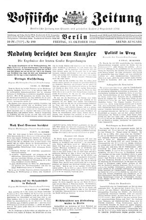 Vossische Zeitung vom 13.10.1933