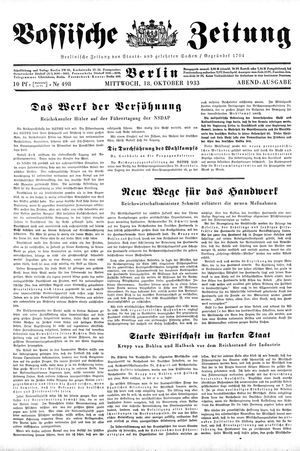 Vossische Zeitung vom 18.10.1933
