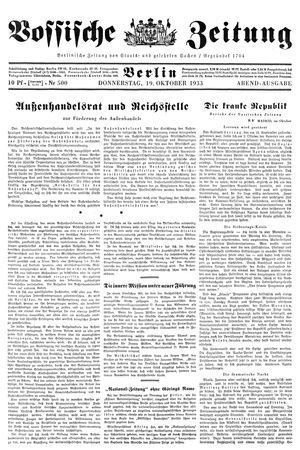 Vossische Zeitung vom 19.10.1933