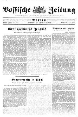 Vossische Zeitung vom 20.10.1933