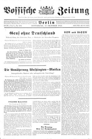 Vossische Zeitung vom 21.10.1933