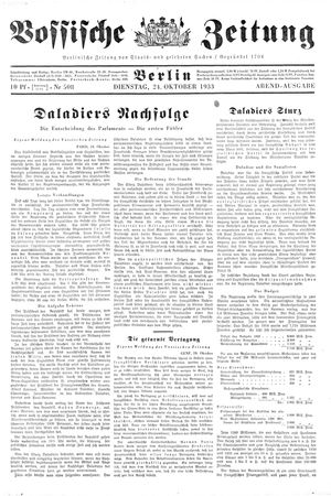 Vossische Zeitung vom 24.10.1933