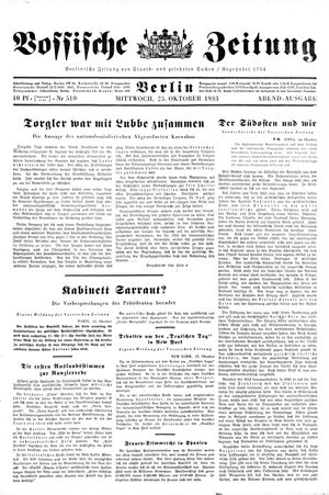 Vossische Zeitung vom 25.10.1933