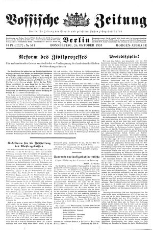 Vossische Zeitung vom 26.10.1933