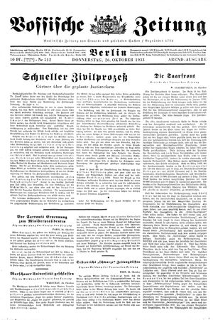 Vossische Zeitung vom 26.10.1933