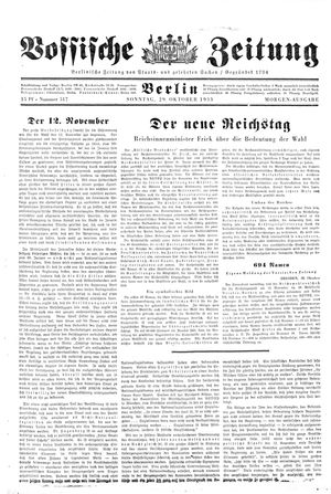 Vossische Zeitung vom 29.10.1933