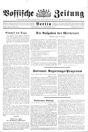 Vossische Zeitung vom 31.10.1933
