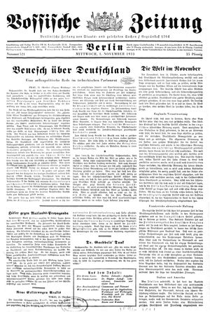 Vossische Zeitung vom 01.11.1933
