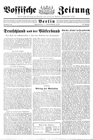 Vossische Zeitung vom 07.11.1933