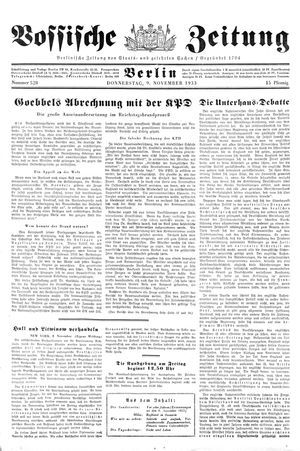 Vossische Zeitung vom 09.11.1933
