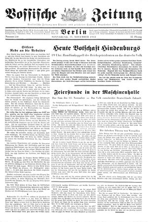 Vossische Zeitung vom 11.11.1933