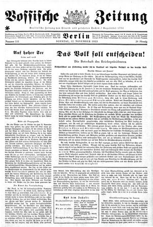 Vossische Zeitung vom 12.11.1933