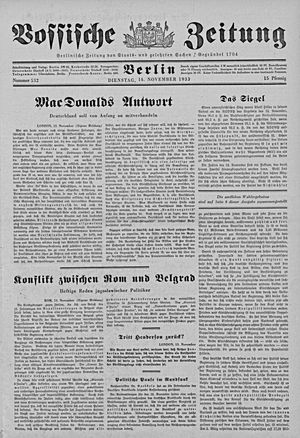 Vossische Zeitung vom 14.11.1933