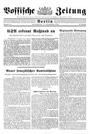 Vossische Zeitung vom 18.11.1933