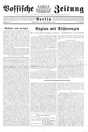Vossische Zeitung vom 19.11.1933