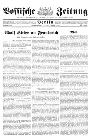 Vossische Zeitung on Nov 23, 1933