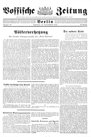 Vossische Zeitung vom 24.11.1933