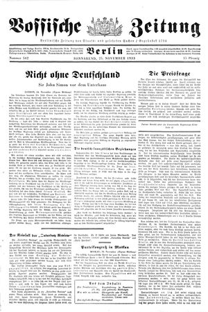 Vossische Zeitung vom 25.11.1933