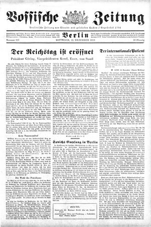 Vossische Zeitung vom 13.12.1933