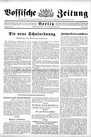 Vossische Zeitung vom 21.12.1933
