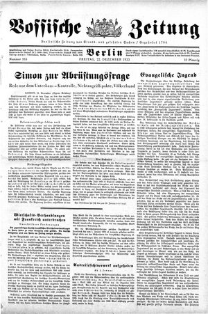 Vossische Zeitung vom 22.12.1933