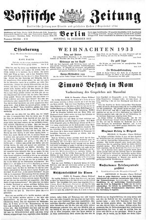 Vossische Zeitung vom 24.12.1933