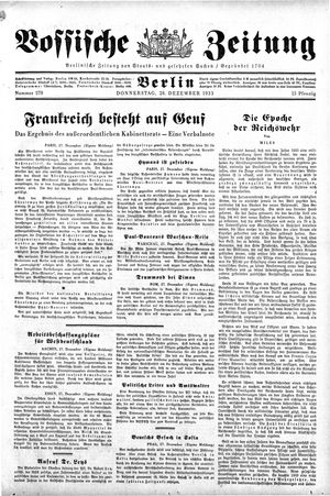 Vossische Zeitung vom 28.12.1933