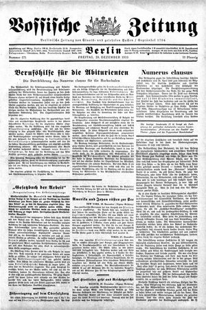 Vossische Zeitung vom 29.12.1933