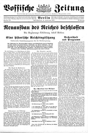 Vossische Zeitung on Jan 31, 1934