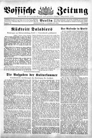 Vossische Zeitung vom 08.02.1934