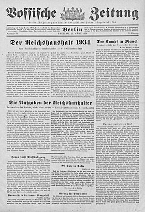 Vossische Zeitung vom 23.03.1934