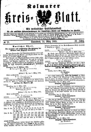 Kolmarer Kreisblatt on Mar 14, 1885