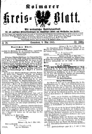 Kolmarer Kreisblatt vom 09.05.1885