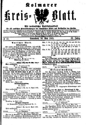 Kolmarer Kreisblatt vom 30.05.1885