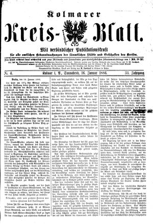 Kolmarer Kreisblatt vom 16.01.1886