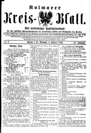 Kolmarer Kreisblatt vom 03.02.1886