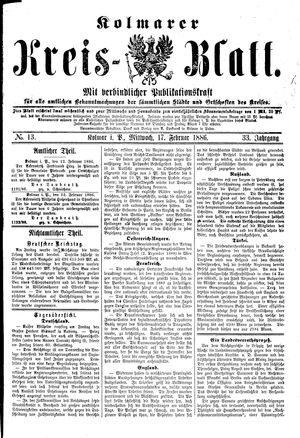 Kolmarer Kreisblatt vom 17.02.1886