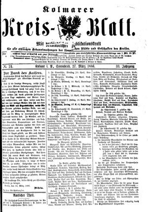 Kolmarer Kreisblatt vom 27.03.1886