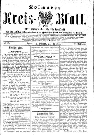 Kolmarer Kreisblatt vom 21.07.1886