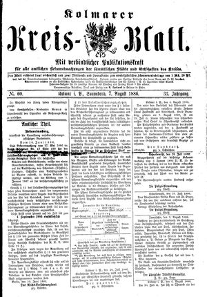 Kolmarer Kreisblatt vom 07.08.1886