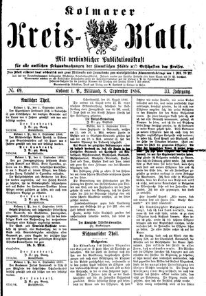 Kolmarer Kreisblatt vom 08.09.1886