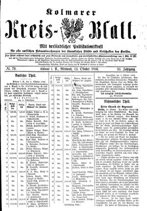 Kolmarer Kreisblatt vom 13.10.1886