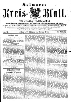 Kolmarer Kreisblatt vom 15.12.1886