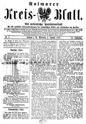 Kolmarer Kreisblatt vom 05.01.1887