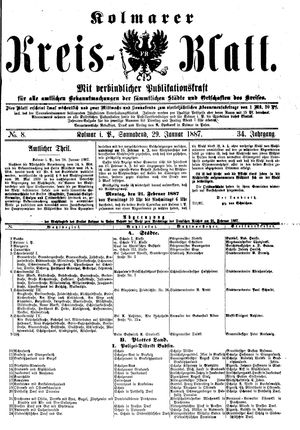 Kolmarer Kreisblatt vom 29.01.1887