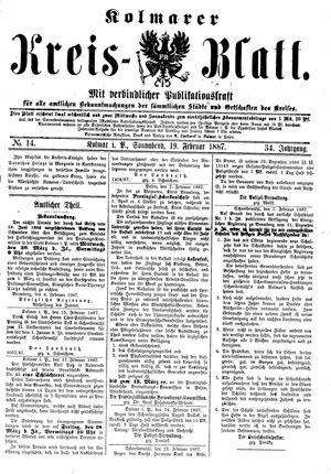 Kolmarer Kreisblatt vom 19.02.1887