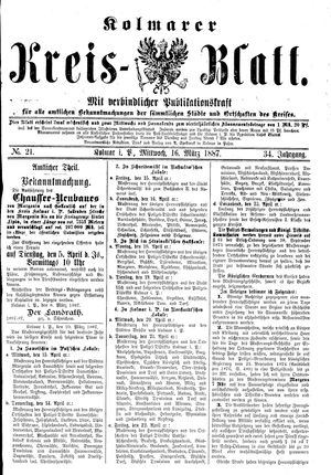 Kolmarer Kreisblatt vom 16.03.1887